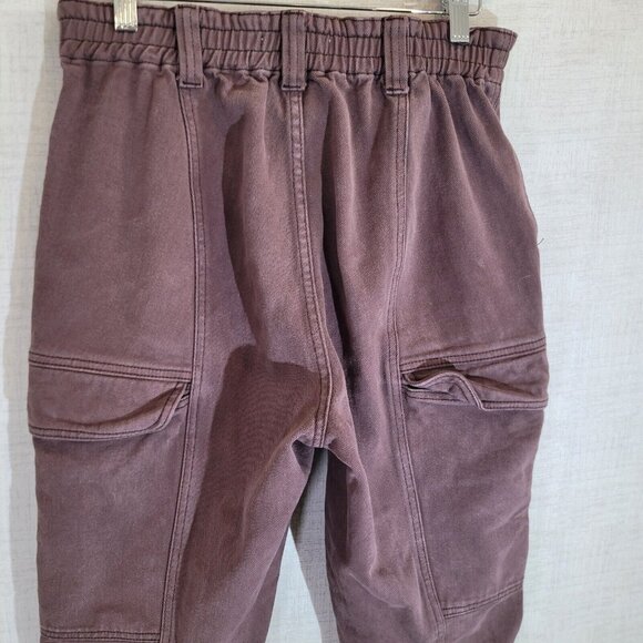 Pacsun Cargo Pants Womens Medium 30x27 Brown High Rise Elastic Waist Pockets - Picture 9 of 11